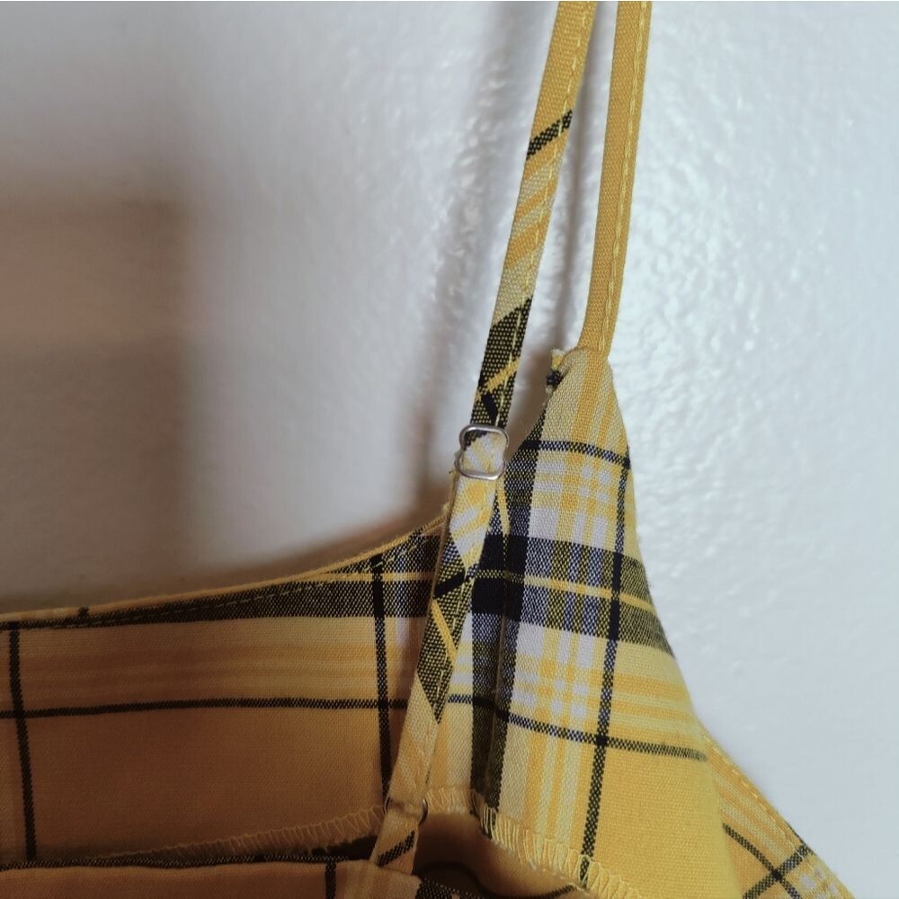 Forever 21 Yellow Plaid 90s Clueless Style Shift Mini Dress, Size M - Picture 6 of 10